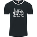 Fishing Rod for My Wife Funny Fisherman Mens Ringer T-Shirt FotL Black/White