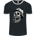 Old Sailor Skull Sailing Captain Mens Ringer T-Shirt FotL Black/White