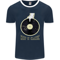 Vinyl Records Keep it Classic DJ Decks Mens Ringer T-Shirt FotL Navy Blue/White