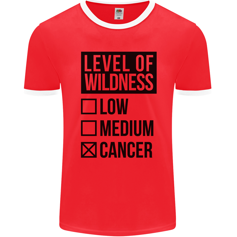 Levels of Wildness Cancer Mens Ringer T-Shirt FotL Red/White
