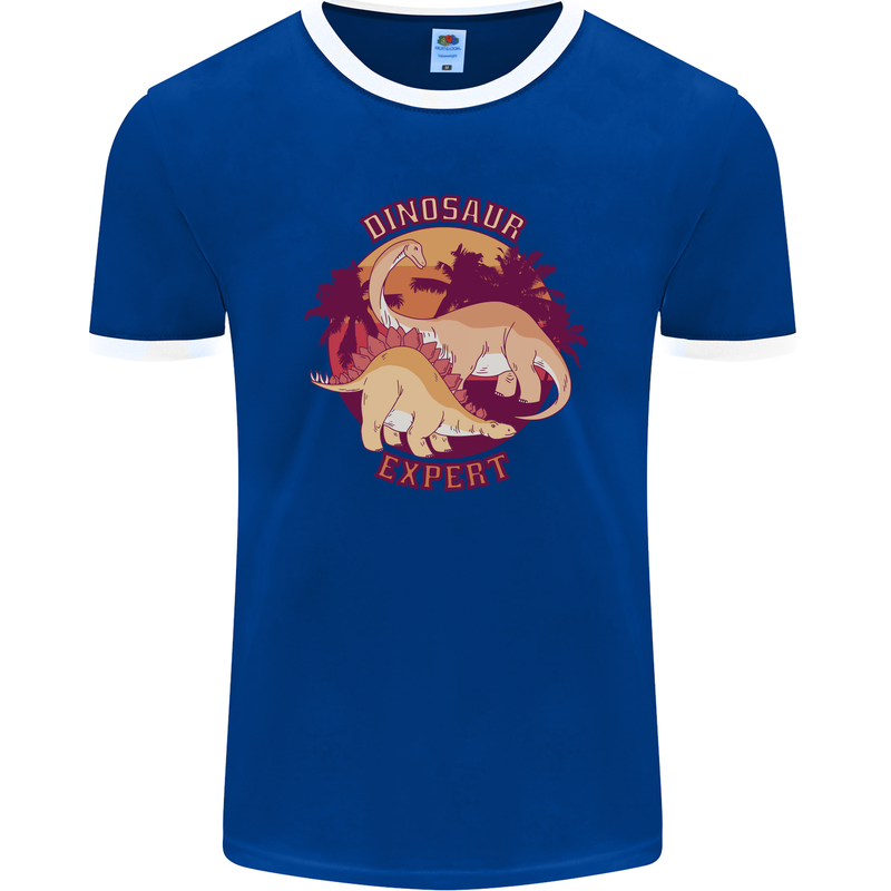 Dinosaur Expert Mens Ringer T-Shirt FotL Royal Blue/White