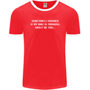 Bike Thinks of Me Cycling Biker Motorbike Mens Ringer T-Shirt FotL Red/White
