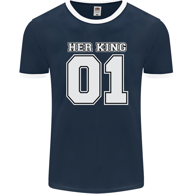 Her King Funny Wedding Anniversary Mens Ringer T-Shirt FotL Navy Blue/White