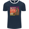 Equestrian Best Horse Mom Ever Funny Mens Ringer T-Shirt FotL Navy Blue/White