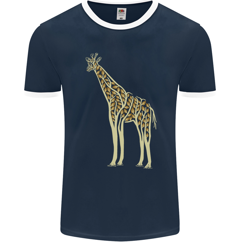 Giraffe Ecology Mens Ringer T-Shirt FotL Navy Blue/White