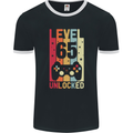 65th Birthday 65 Year Old Level Up Gamming Mens Ringer T-Shirt FotL Black/White