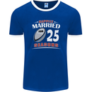 25 Year Wedding Anniversary 25th Rugby Mens Ringer T-Shirt FotL Royal Blue/White