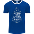 Sailing Captain Narrow Boat Barge Sailor Mens Ringer T-Shirt FotL Royal Blue/White