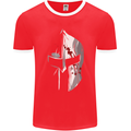 Gym Training Top Spartan Helmet MMA Mens Ringer T-Shirt FotL Red/White