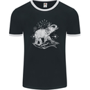 Sacral Style Elephant Meditation Tattoo Art Mens Ringer T-Shirt FotL Black/White