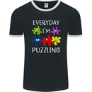 Every Day I'm Puzzling Autism Autistic ASD Mens Ringer T-Shirt FotL Black/White