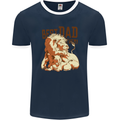 Lion Best Dad Ever Funny Father's Day Mens Ringer T-Shirt FotL Navy Blue/White