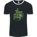 Biker Green Cafe Racer Motorbike Motorcycle Mens Ringer T-Shirt FotL Black/White