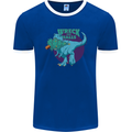 T-Rex Ruining Christmas Wreck the Halls Mens Ringer T-Shirt FotL Royal Blue/White