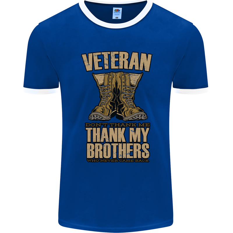 Veteran Boots British Army Marines Paras Mens Ringer T-Shirt FotL Royal Blue/White