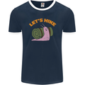 Let's Hike Funny Slug Trekking Walking Mens Ringer T-Shirt FotL Navy Blue/White