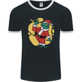 A Christmas Frog Dressed as Santa Claus Mens Ringer T-Shirt FotL Black/White