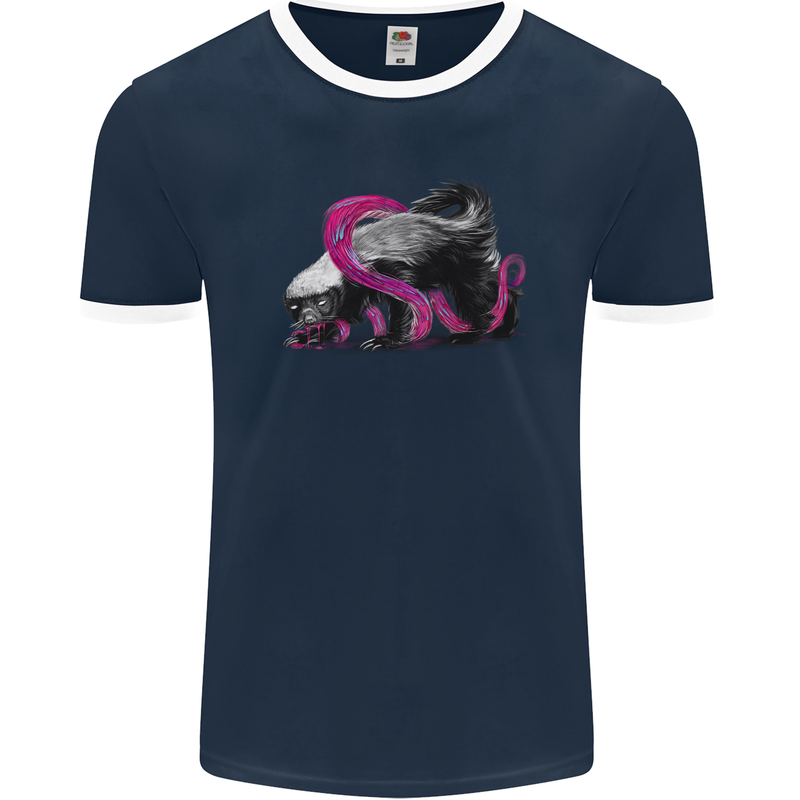 Honey Badger Mens Ringer T-Shirt FotL Navy Blue/White