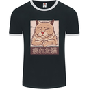 A Tired Cat Mens Ringer T-Shirt FotL Black/White