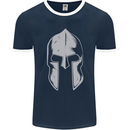 Gym Spartan Helmet Bodybuilding Fitness Mens Ringer T-Shirt FotL Navy Blue/White