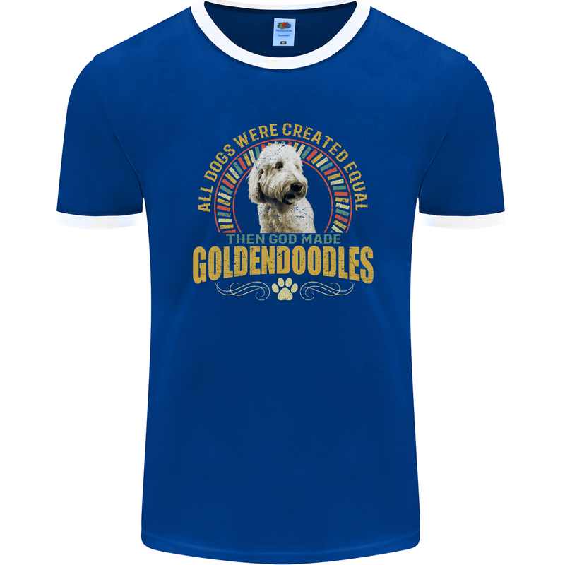 A Goldendoodle Dog Mens Ringer T-Shirt FotL Royal Blue/White