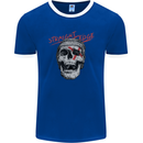 Straight Edge Skull Biker Motorcycle Mens Ringer T-Shirt FotL Royal Blue/White