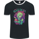All Mad Here Alien Magic Mushrooms Mens Ringer T-Shirt FotL Black/White