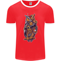 Funny Steampunk Pirate Owl Mens Ringer T-Shirt FotL Red/White