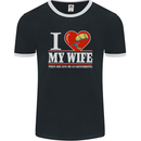 I Heart My Wife Kitesurfing Kitesurfer Mens Ringer T-Shirt FotL Black/White