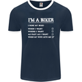 Motorbike I'm a Biker When My Wife Funny Mens Ringer T-Shirt FotL Navy Blue/White