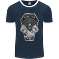 Thug Life Skulls Mens Ringer T-Shirt FotL Navy Blue/White