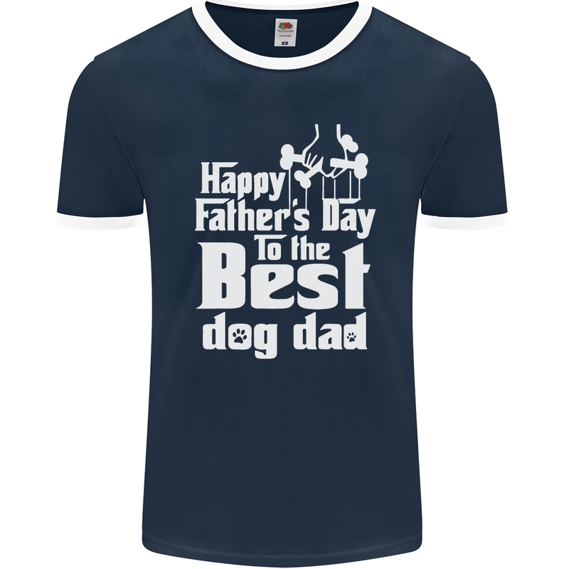 Fathers Day Best Dog Dad Funny Mens Ringer T-Shirt FotL Navy Blue/White
