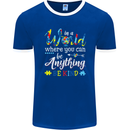 Autism In a World Be Kind Autistic ASD Mens Ringer T-Shirt FotL Royal Blue/White