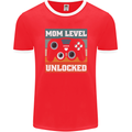 Mom Level Unlocked New Mommy Baby Born Mens Ringer T-Shirt FotL Red/White