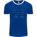 Fish Species Fishing Fisherman Shark Mens White Ringer T-Shirt Royal Blue/White