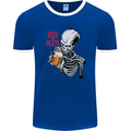 Beer or Death Skull Funny Alcohol Mens Ringer T-Shirt FotL Royal Blue/White