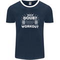 When in Doubt Workout Gym Training Top Mens Ringer T-Shirt FotL Navy Blue/White