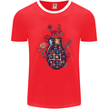 Peace Grenade Anti-War Pacifist World Hippy Mens Ringer T-Shirt FotL Red/White