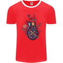 Peace Grenade Anti-War Pacifist World Hippy Mens Ringer T-Shirt FotL Red/White