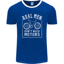 Cycling Real Men Don't Need Motors Bike Mens Ringer T-Shirt FotL Royal Blue/White
