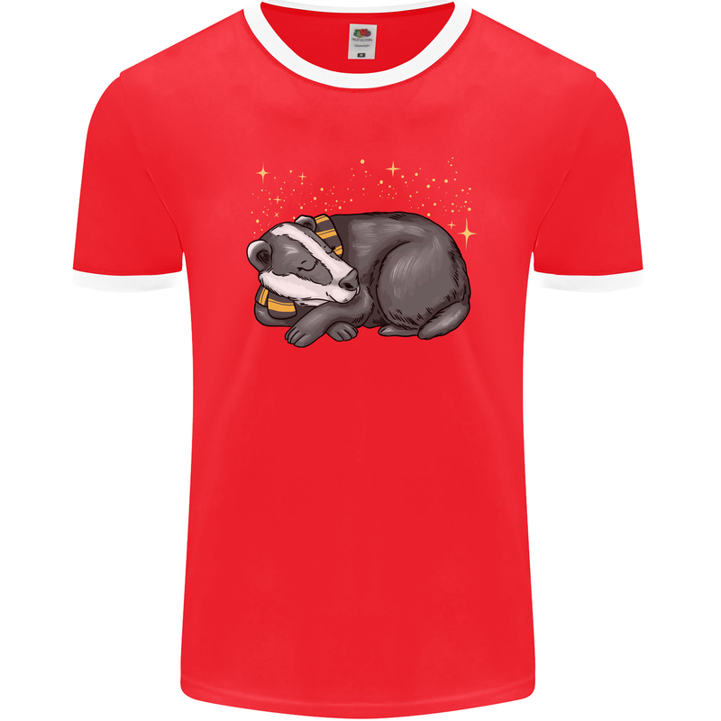 A Sleeping Badger Mens Ringer T-Shirt FotL Red/White