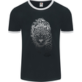 Stealthy Jaguar Wild Cats Lion Tiger Mens Ringer T-Shirt FotL Black/White