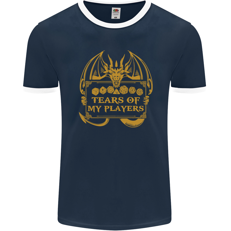 Tears of My Players RPG Role Playing Games Mens Ringer T-Shirt FotL Navy Blue/White