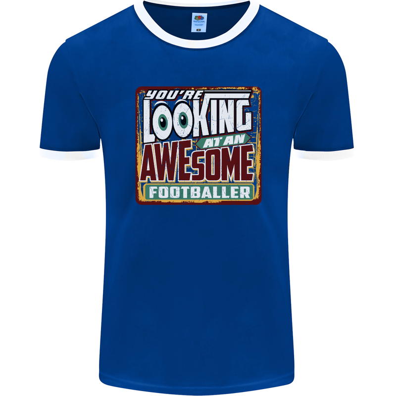 An Awesome Footballer Mens Ringer T-Shirt FotL Royal Blue/White