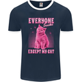 Everyone Sucks Except My Cat Mens Ringer T-Shirt FotL Navy Blue/White