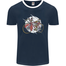 Cycling Steampunk Bicycle Bike Cyclist Mens Ringer T-Shirt FotL Navy Blue/White