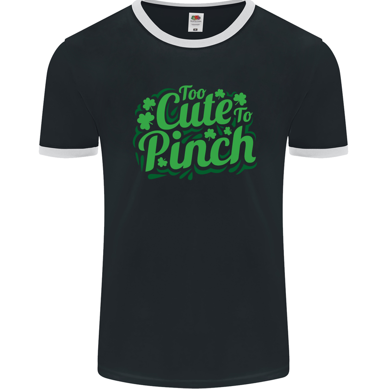 Too Cute to Pinch St. Patrick's Day Mens Ringer T-Shirt FotL Black/White