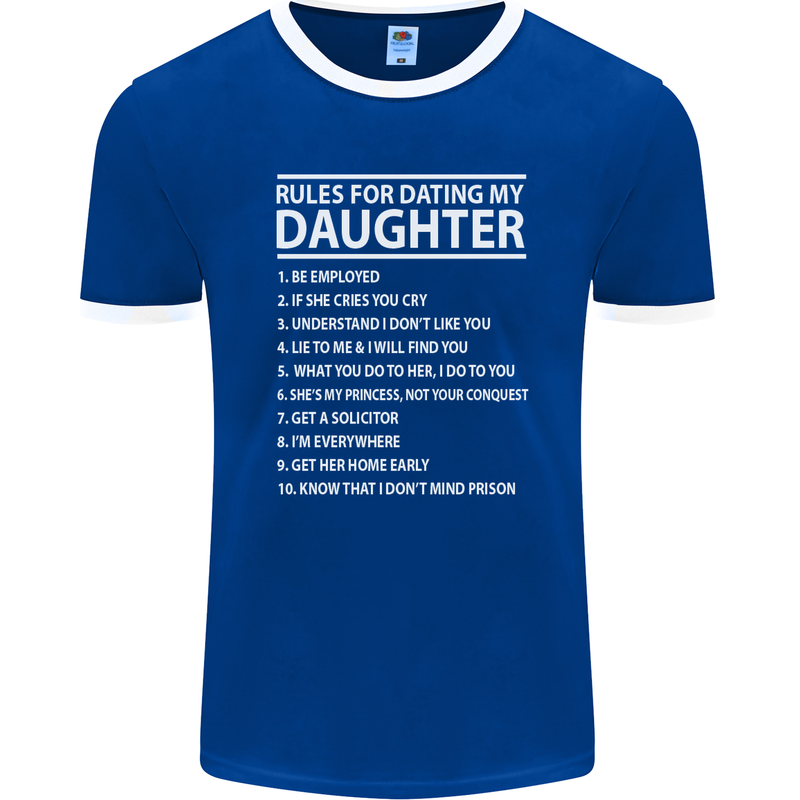 Rules for Dating My Daughter Father's Day Mens Ringer T-Shirt FotL Royal Blue/White