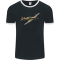 A Hawker Hurricane Flying Solo Mens Ringer T-Shirt FotL Black/White