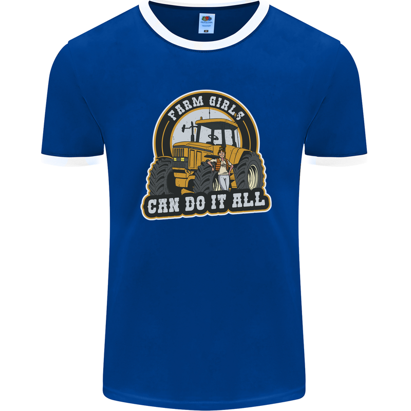 Farm Girls Can Do It All Funny Farmer Mens Ringer T-Shirt FotL Royal Blue/White